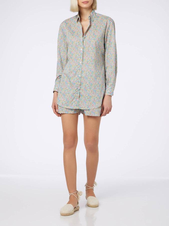 Mc2 Saint Barth Camicia Over Da Donna In Cotone Con Stampa Emma & Georgina Brigitte | REALIZZATO CON TESSUTO LIBERTY