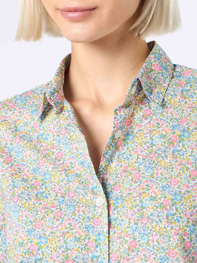 Mc2 Saint Barth Camicia Over Da Donna In Cotone Con Stampa Emma & Georgina Brigitte | REALIZZATO CON TESSUTO LIBERTY