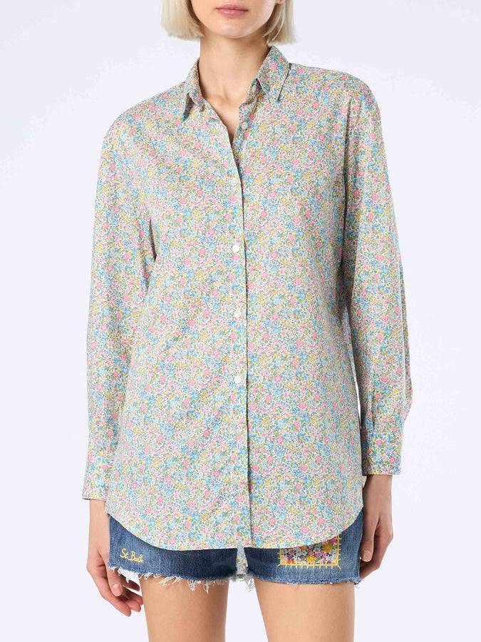 Mc2 Saint Barth Camicia over da donna in cotone con stampa Emma & Georgina Brigitte | REALIZZATO CON TESSUTO LIBERTY