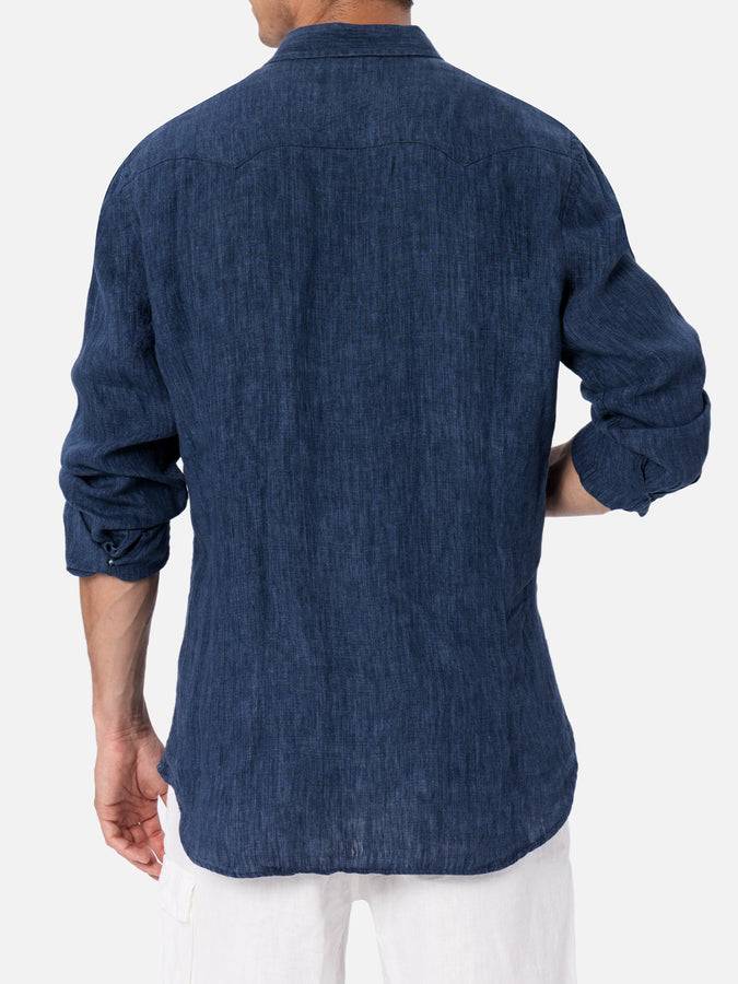 Mc2 Saint Barth Camicia Uomo In Denim Di Lino Delave' Greg