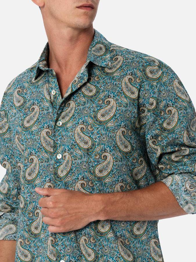 Mc2 Saint Barth Camicia Uomo Sikelia In Mussola Di Cotone Con Stampa Paisley