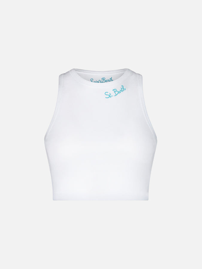 Mc2 Saint Barth Canotta Crop In Cotone Con Ricamo St. Barth | MELISSA SATTA EDIZIONE SPECIALE