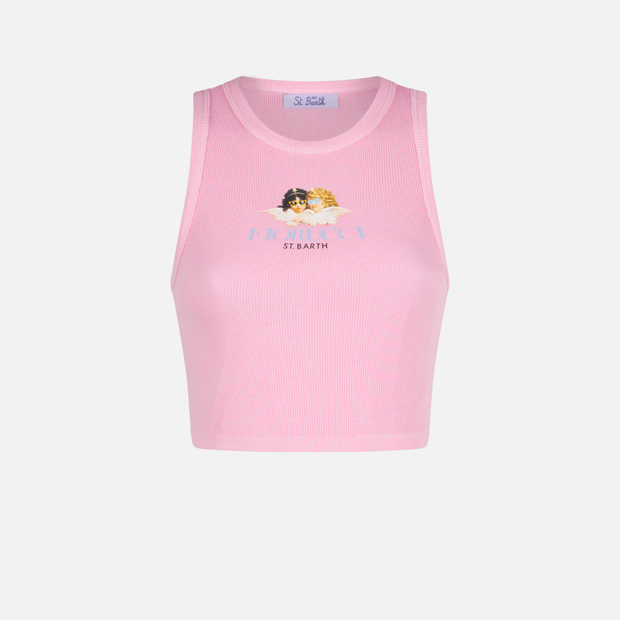 Mc2 Saint Barth Canotta Crop In Cotone Con Stampa Fiorucci | FIORUCCI EDIZIONE SPECIALE
