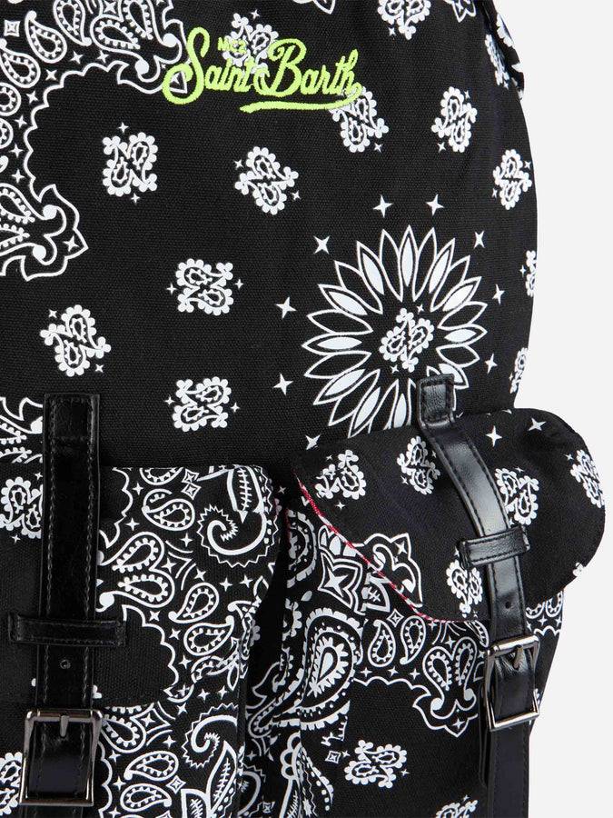 Mc2 Saint Barth Canvas Backpack Cody With Black Bandanna Print