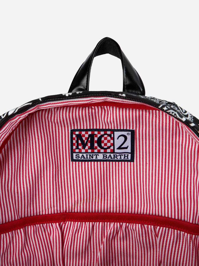 Mc2 Saint Barth Canvas Backpack Cody With Black Bandanna Print