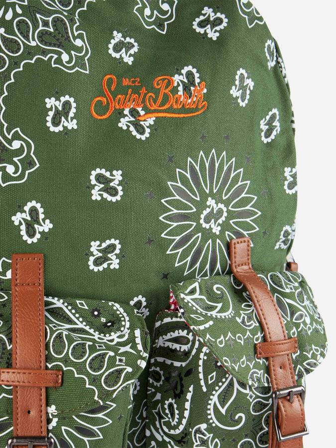 Mc2 Saint Barth Canvas Backpack Cody With Green Bandanna Print