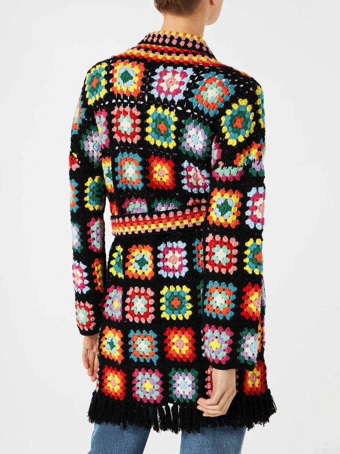 Mc2 Saint Barth Cappotto Crochet Multicolore Con Cintura