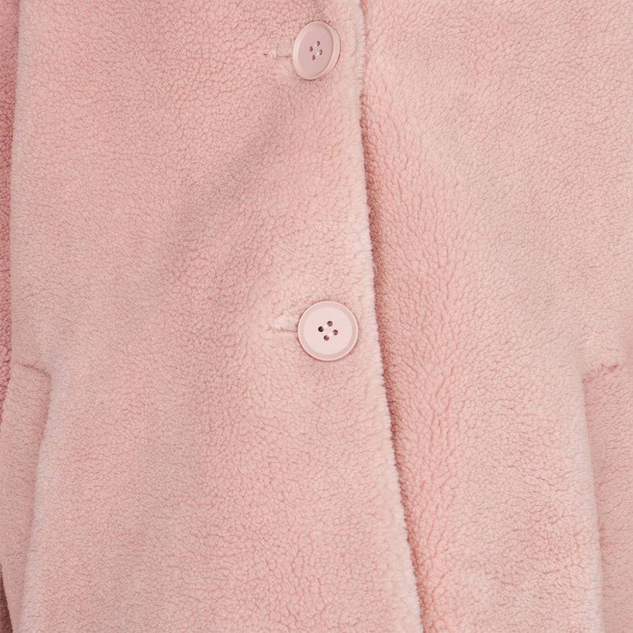 Mc2 Saint Barth Cappotto Da Bambina In Tessuto Teddy Rosa