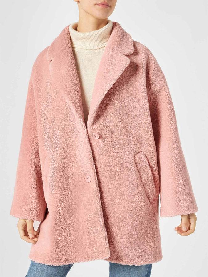Mc2 Saint Barth Cappotto Da Donna Tessuto Teddy Rosa