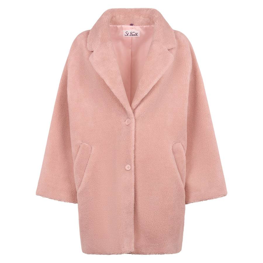 Mc2 Saint Barth Cappotto Da Donna Tessuto Teddy Rosa