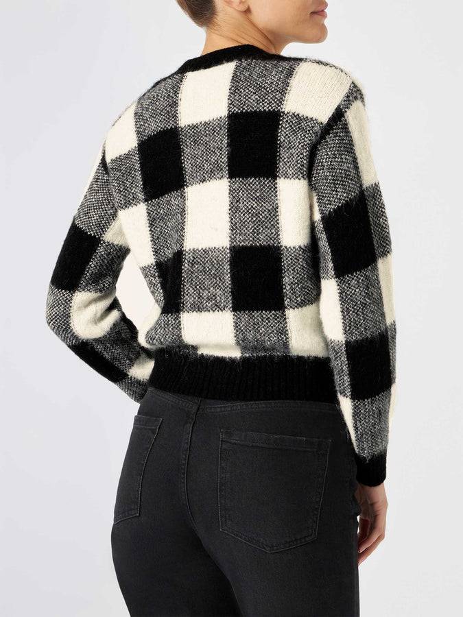 Mc2 Saint Barth Cardigan Corto Da Donna Con Bottoni Gioiello E Stampa Vichy