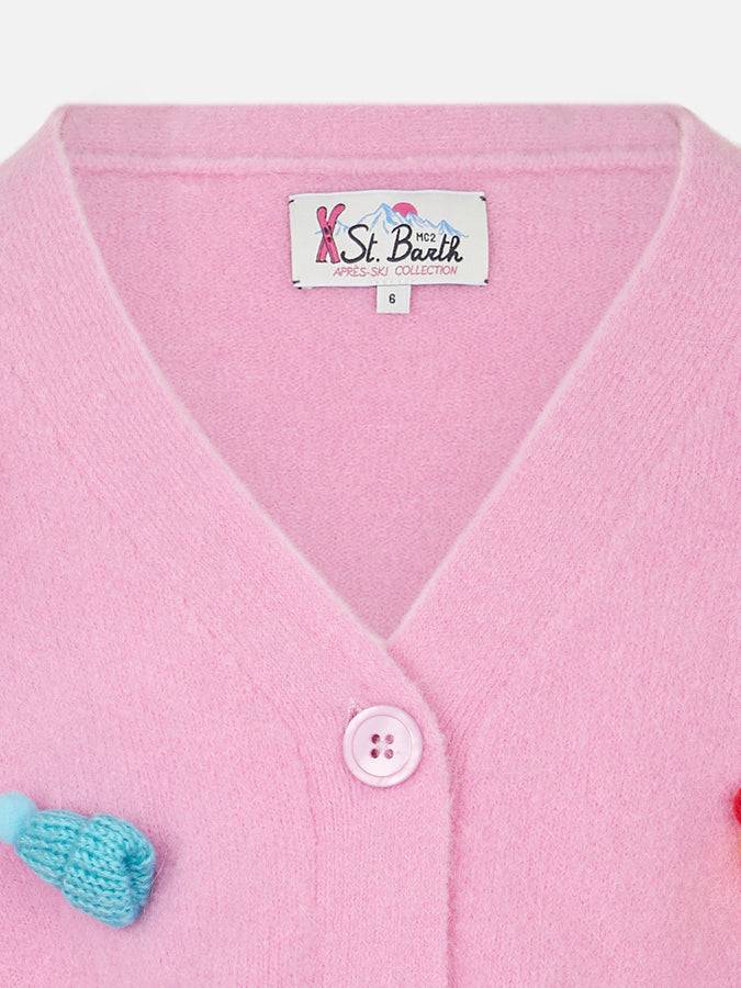 Mc2 Saint Barth Cardigan Corto Per Bambina In Garzato Con Maniche A Sbuffo