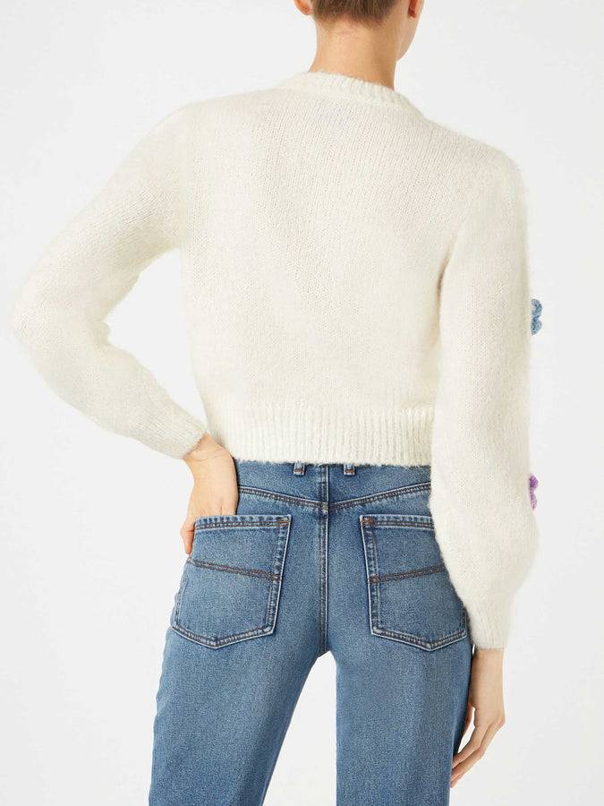 Mc2 Saint Barth Cardigan Crop Garzato Da Donna Con Maniche A Sbuffo