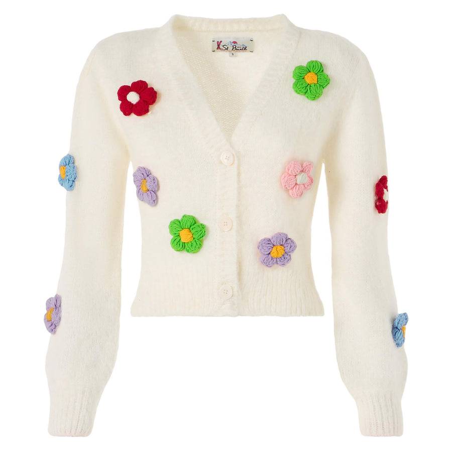 Mc2 Saint Barth Cardigan Crop Garzato Da Donna Con Maniche A Sbuffo
