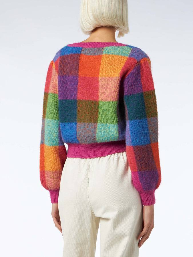 Mc2 Saint Barth Cardigan Cropped Garzato Da Donna Con Maniche A Sbuffo