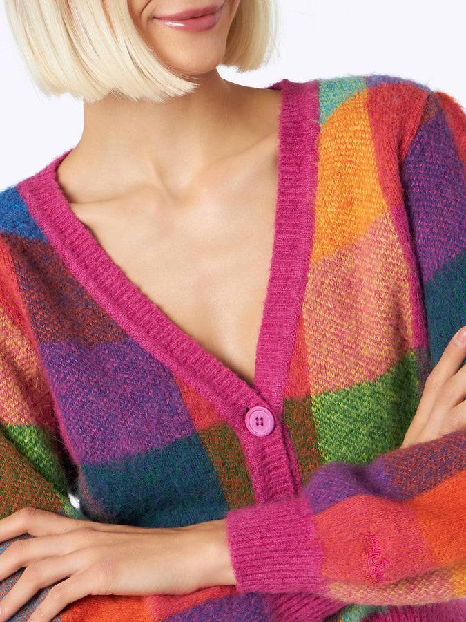 Mc2 Saint Barth Cardigan Cropped Garzato Da Donna Con Maniche A Sbuffo