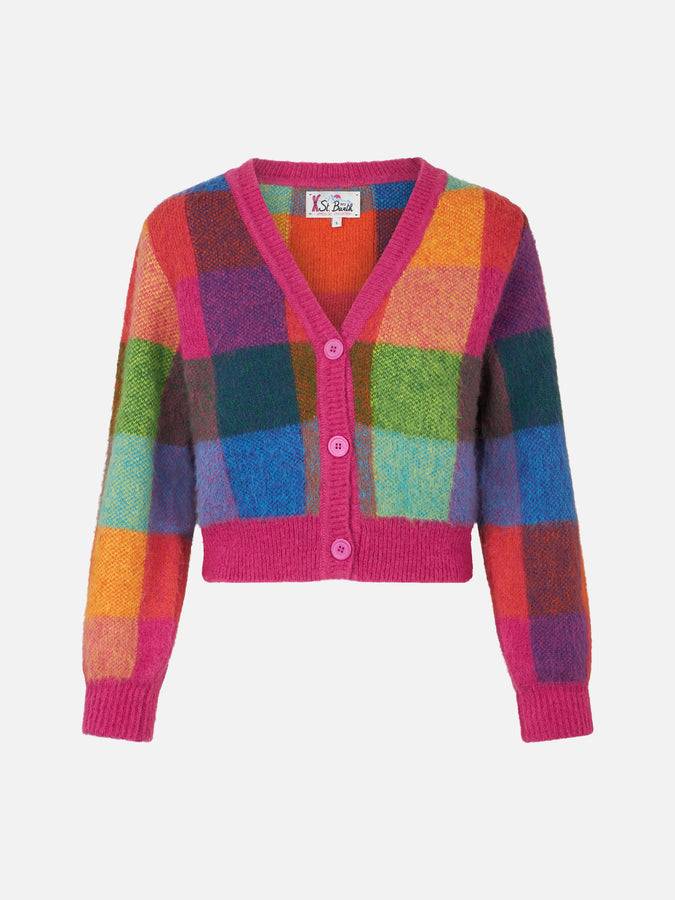 Mc2 Saint Barth Cardigan Cropped Garzato Da Donna Con Maniche A Sbuffo