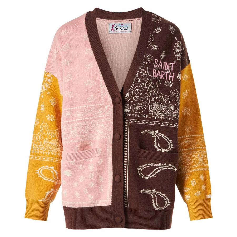 Mc2 Saint Barth Cardigan Da Donna Con Stampa Bandana
