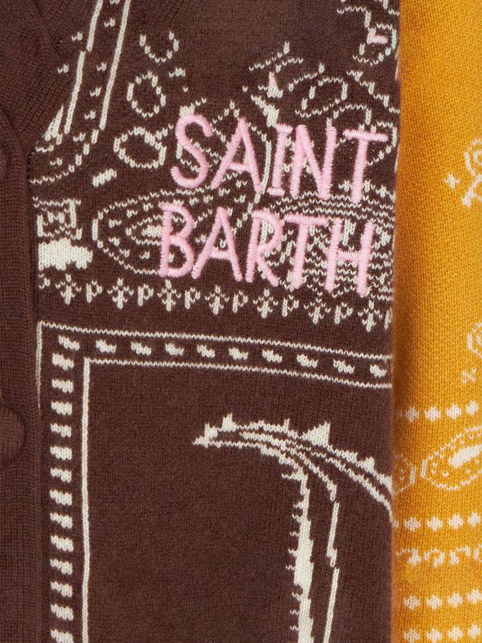 Mc2 Saint Barth Cardigan Lungo Da Bambina Con Stampa Bandana