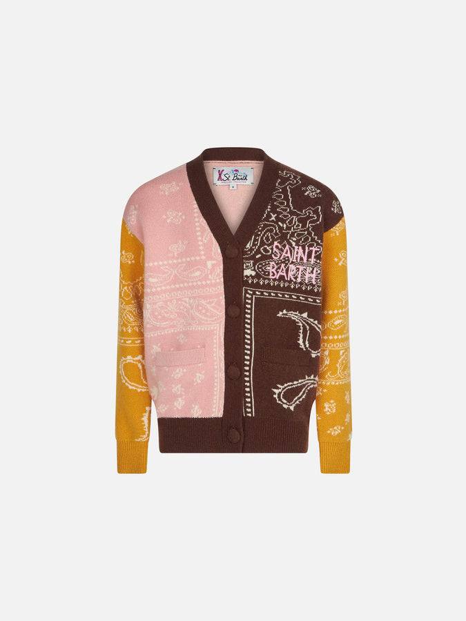 Mc2 Saint Barth Cardigan lungo da bambina con stampa bandana