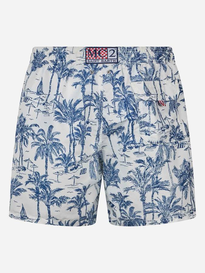 Mc2 Saint Barth Costume Corto Da Uomo Gustavia Lunghezza Media Con Stampa Toile De Jouy