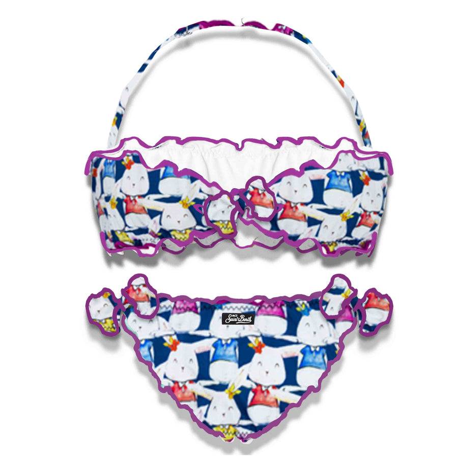 Mc2 Saint Barth Costume Da Bagno A Due Pezzi Da Bambina Con Stampa Coniglio