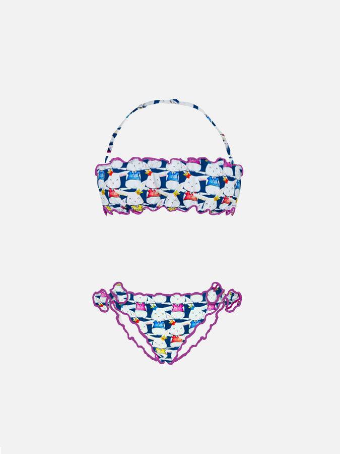 Mc2 Saint Barth Costume da bagno a due pezzi da bambina con stampa coniglio