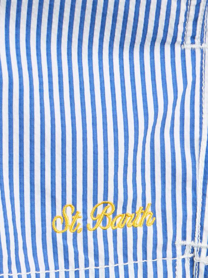 Mc2 Saint Barth Costume Da Bagno Bambino Di Media Lunghezza A Righe In Seersucker Patmos Jr