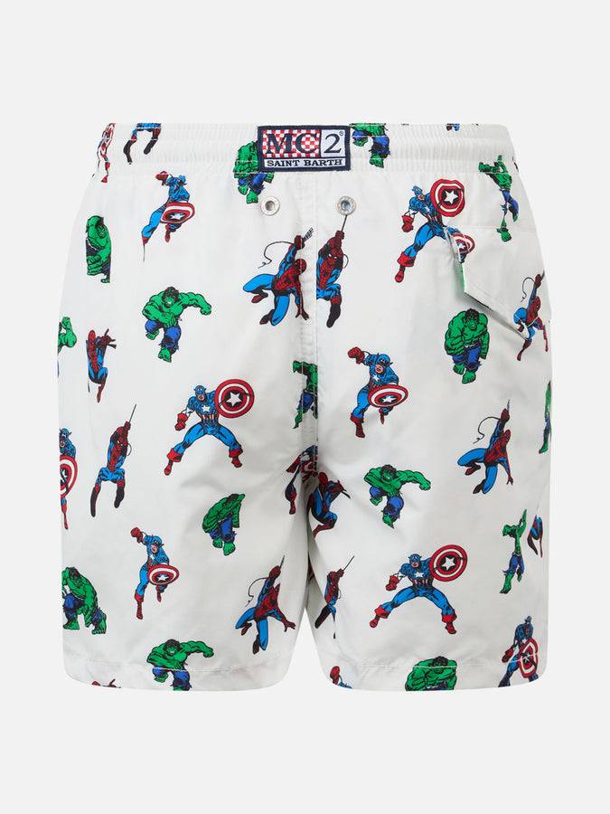 Mc2 Saint Barth Costume Da Bagno Bambino In Tessuto Leggero Jean Lighting Con Stampa Supereroi Marvel | EDIZIONE SPECIALE MARVEL