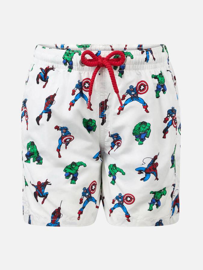 Mc2 Saint Barth Costume da bagno bambino in tessuto leggero Jean Lighting con stampa supereroi Marvel | EDIZIONE SPECIALE MARVEL