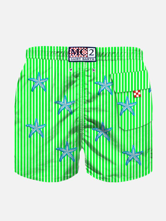 Mc2 Saint Barth Costume Da Bagno Classico Da Bambino Con Ricamo Di Stelle Marine