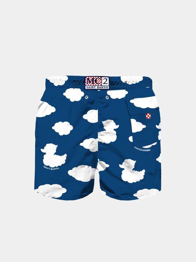 Mc2 Saint Barth Costume Da Bagno Classico Da Bambino Con Stampa E Ricami Di Nuvole | EDIZIONE SPECIALE COCCOLEBIMBI