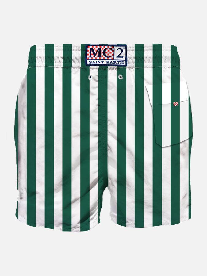 Mc2 Saint Barth Costume Da Bagno Classico Da Uomo A Righe Bianche E Verdi