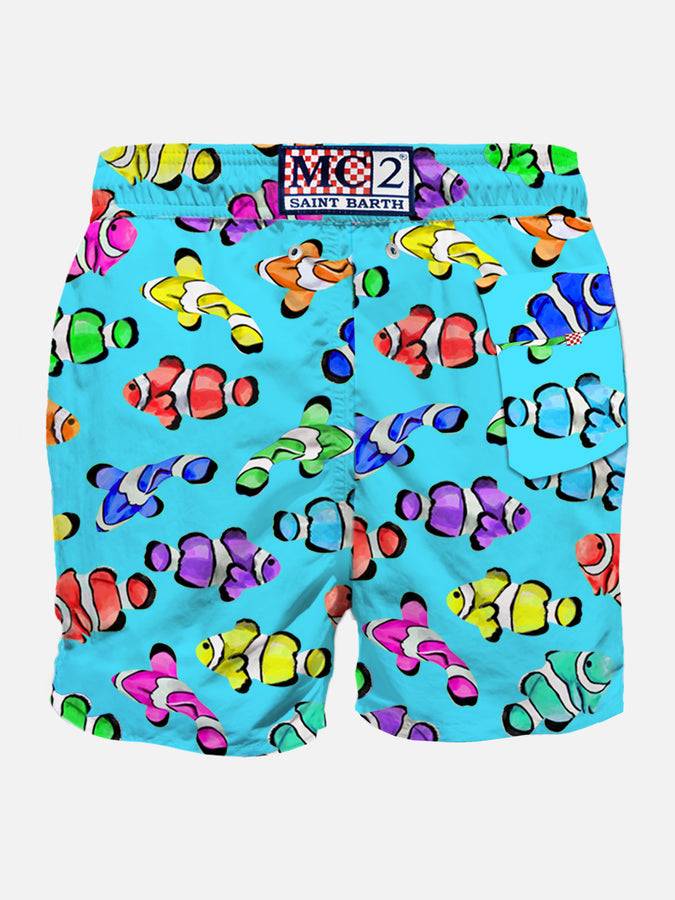 Mc2 Saint Barth Costume Da Bagno Classico Da Uomo Con Stampa Pesci Pagliaccio Multicolore