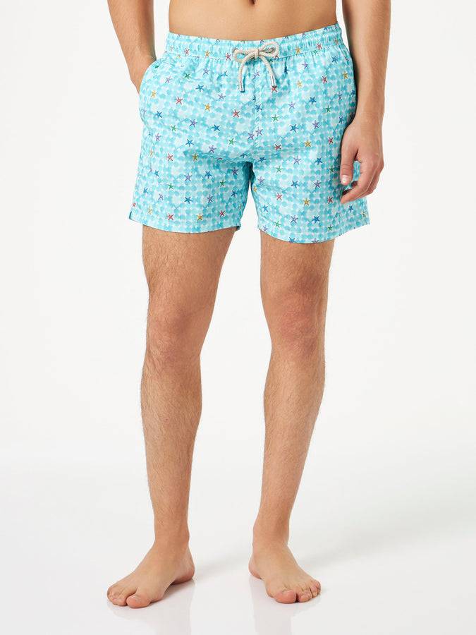 Mc2 Saint Barth Costume Da Bagno Comfort Uomo In Tessuto Leggero Con Stampa Stelle Marine