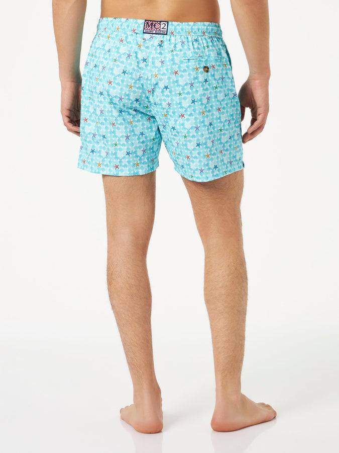 Mc2 Saint Barth Costume Da Bagno Comfort Uomo In Tessuto Leggero Con Stampa Stelle Marine