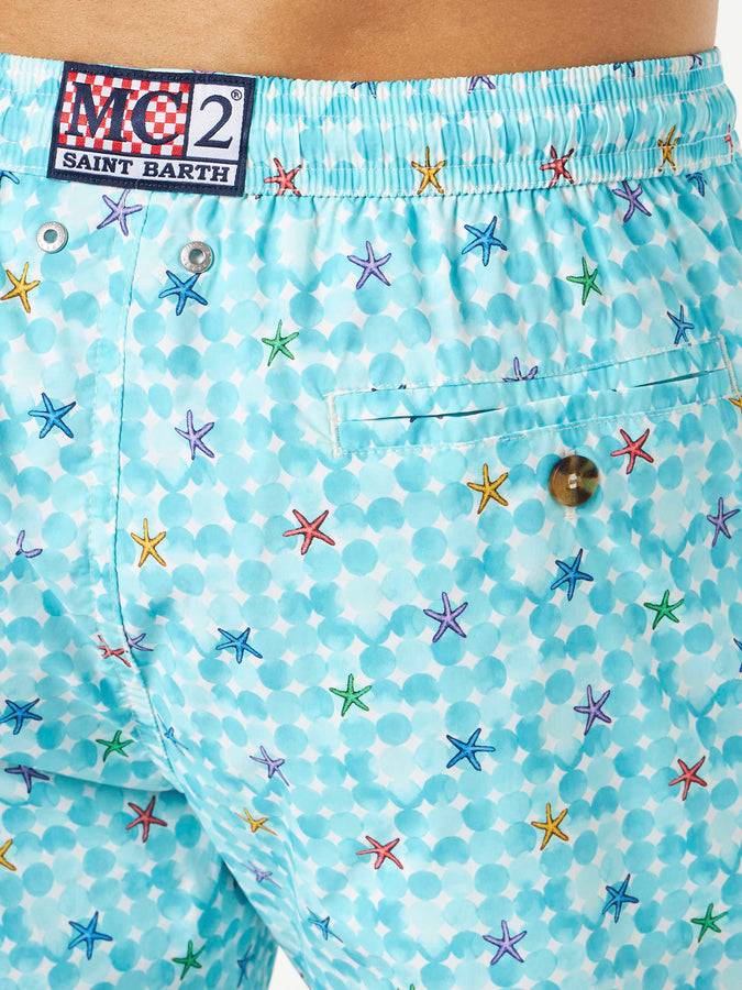 Mc2 Saint Barth Costume Da Bagno Comfort Uomo In Tessuto Leggero Con Stampa Stelle Marine
