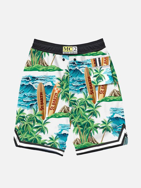 Mc2 Saint Barth Costume Da Bagno Con Stampa Hawaiana Stile Surf