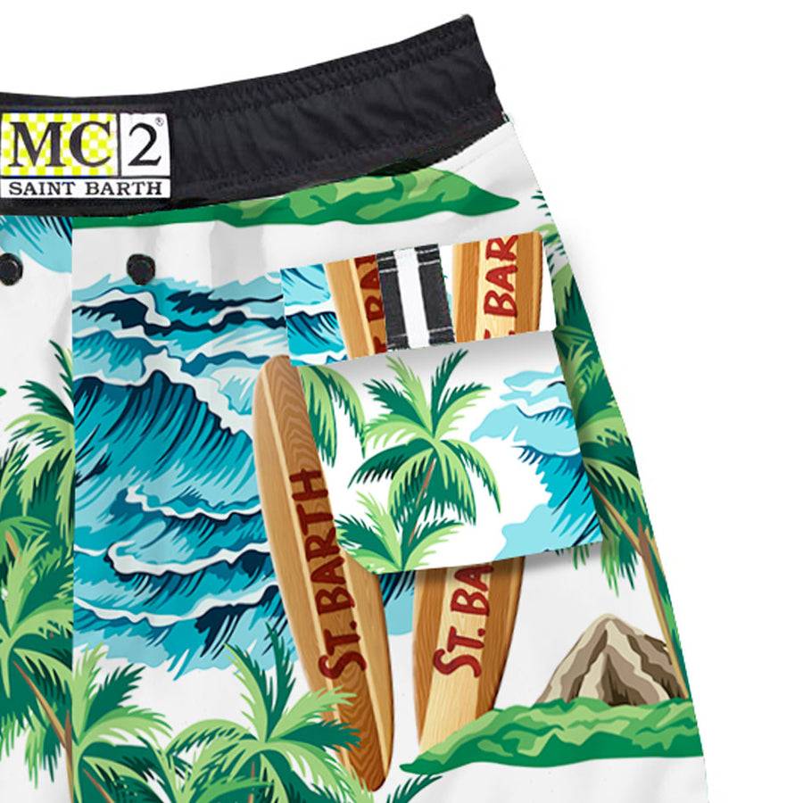 Mc2 Saint Barth Costume Da Bagno Con Stampa Hawaiana Stile Surf