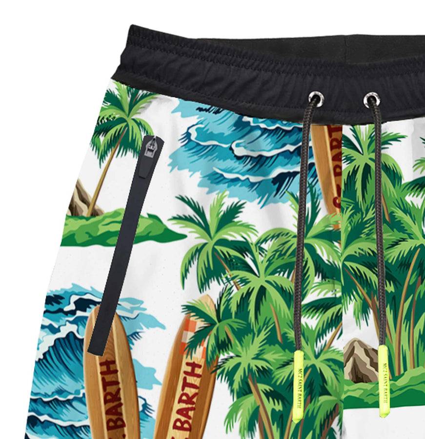 Mc2 Saint Barth Costume Da Bagno Con Stampa Hawaiana Stile Surf