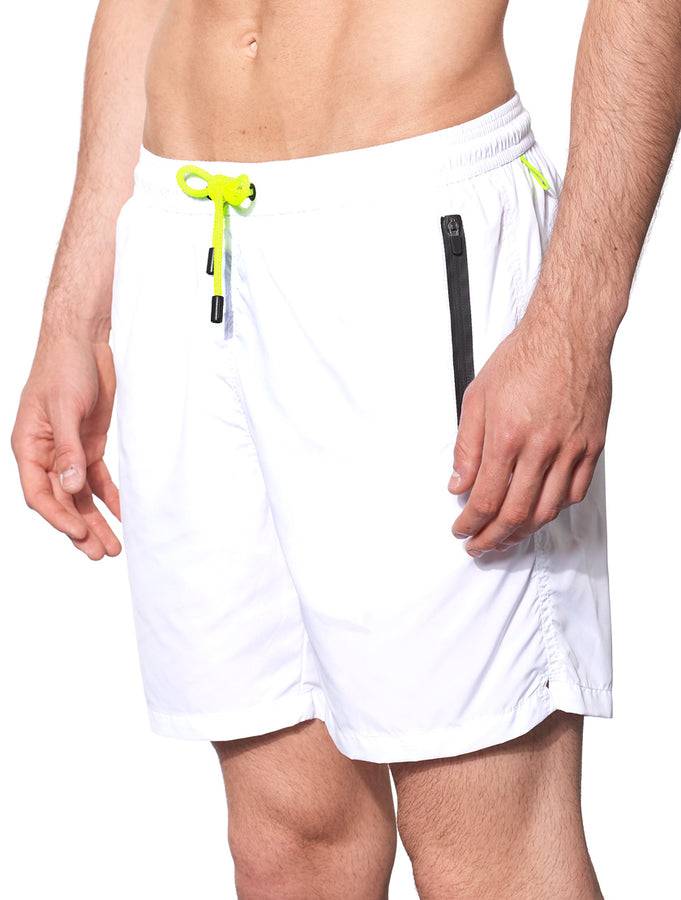 Mc2 Saint Barth Costume Da Bagno Con Zip In Tessuto Leggero Bianco