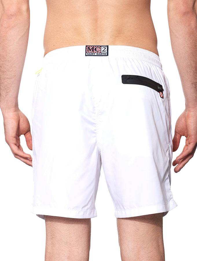 Mc2 Saint Barth Costume Da Bagno Con Zip In Tessuto Leggero Bianco