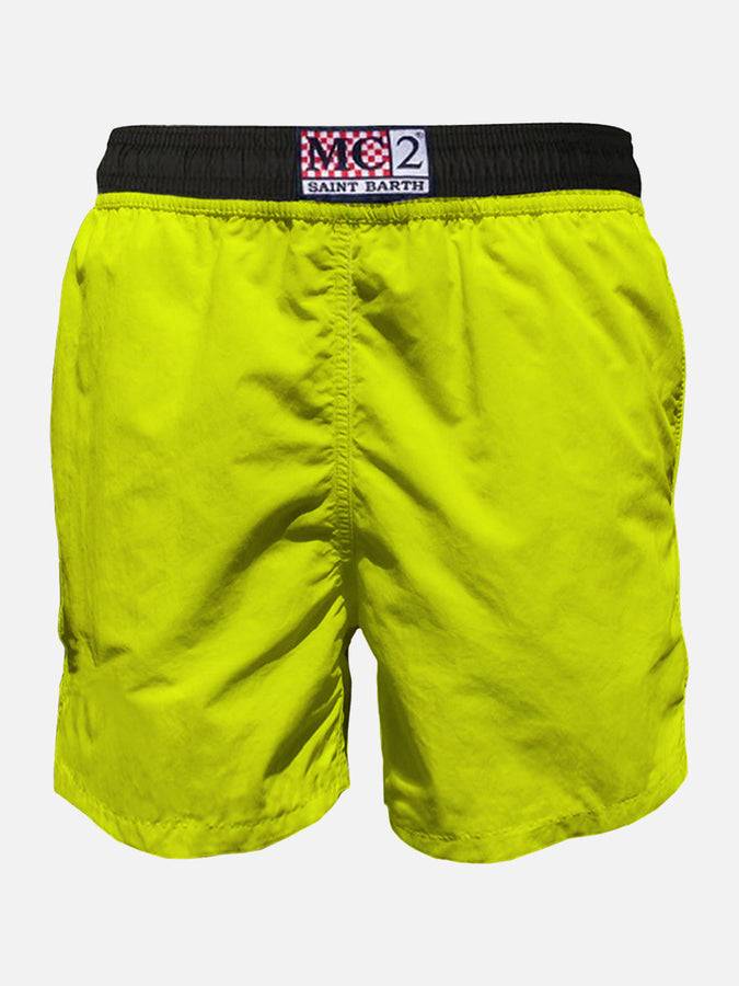 Mc2 Saint Barth Costume Da Bagno Con Zip In Tessuto Leggero Giallo Fluo
