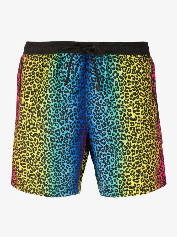 Mc2 Saint Barth Costume da bagno con zip in tessuto leggero stampa animalier arcobaleno