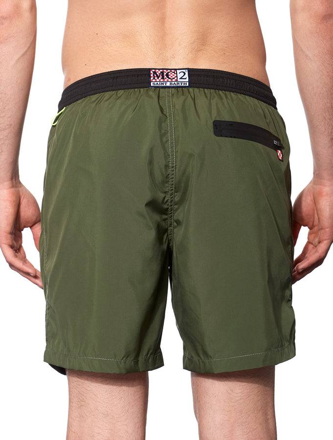 Mc2 Saint Barth Costume Da Bagno Con Zip In Tessuto Leggero Verde Scuro