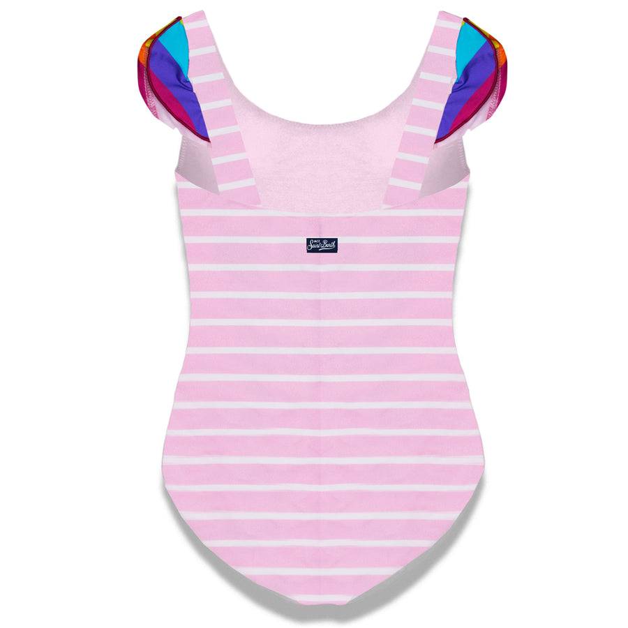 Mc2 Saint Barth Costume Da Bagno Da Bambina Con Volant Stampa Snoopy | Edizione Speciale Peanuts®