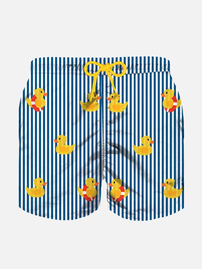 Mc2 Saint Barth Costume da bagno da bambino a righe con papere ricamate