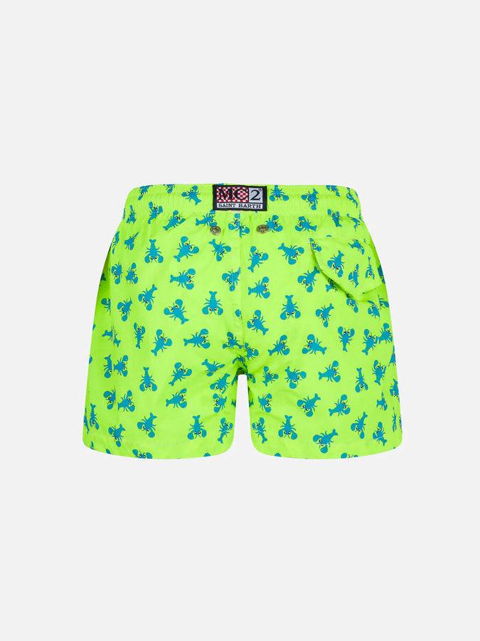 Mc2 Saint Barth Costume Da Bagno Da Bambino Azzurro Con Stampa Aragoste E Tessuto Comfort