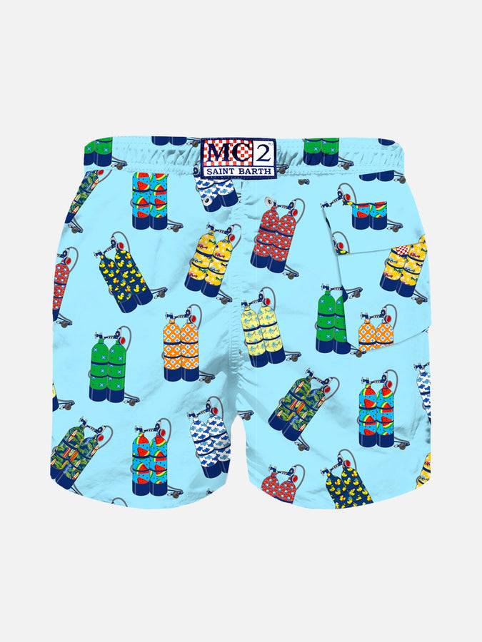 Mc2 Saint Barth Costume Da Bagno Da Bambino Azzurro Stampa Scuba