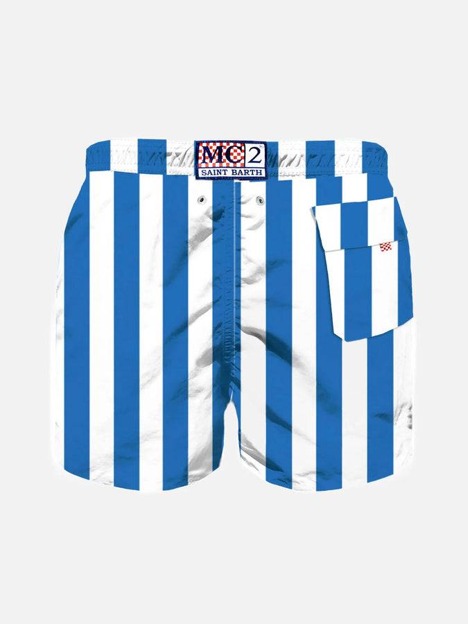Mc2 Saint Barth Costume Da Bagno Da Bambino Bluette Con Ricamo
